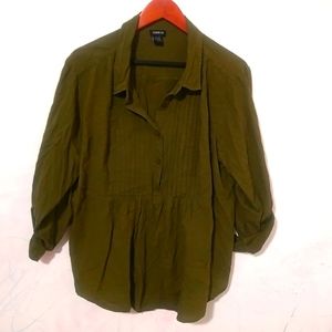 Torrid 2X Olive Smocked Cotton Top Plus